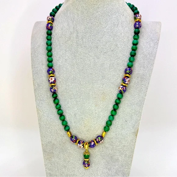 Artisan Green Malachite & Blue Cloisonné - Picture 1 of 6